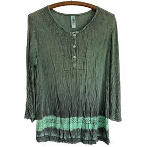 India Boutique Green Boho Oversized Blouse
